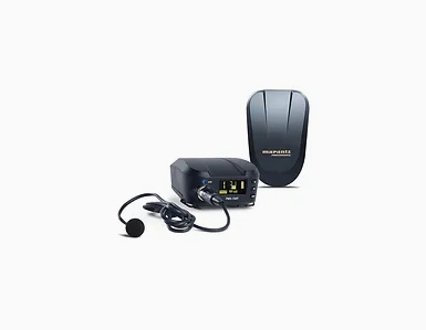 Sistema de gravação portátil Marantz Professional PMD com microfone de lapela e receptor.