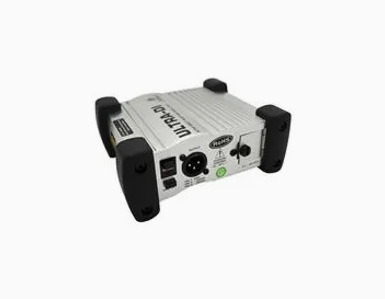 Direct Box Ultra-DI com entradas e saídas XLR e design compacto reforçado.