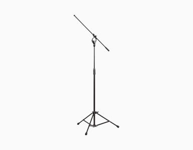Pedestal para microfone tipo girafa, modelo Stay, com braço ajustável e base tripé.